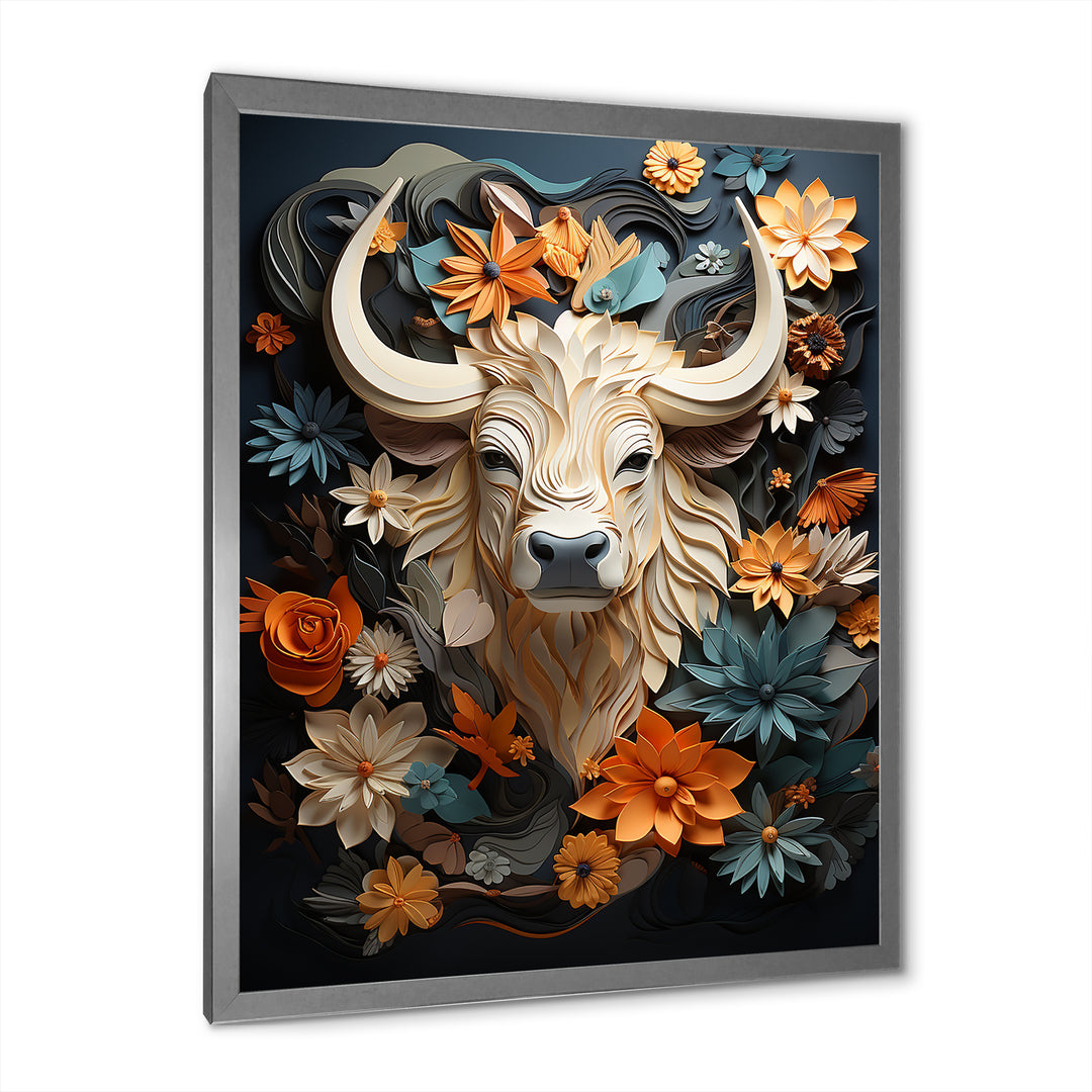 Cubist Herd yak sketch - Beige Yaks Wall Art