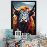 Colorful fur yak portrait - Yaks Large Canvas Wall Art