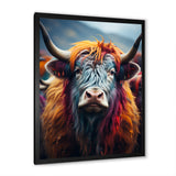 Colorful fur yak portrait - Yaks Large Canvas Wall Art