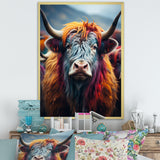 Colorful fur yak portrait - Yaks Large Canvas Wall Art
