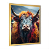 Colorful fur yak portrait - Yaks Large Canvas Wall Art