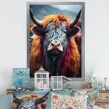 Colorful fur yak portrait - Yaks Large Canvas Wall Art