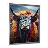 Colorful fur yak portrait - Yaks Large Canvas Wall Art