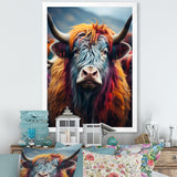 Colorful fur yak portrait - Yaks Large Canvas Wall Art