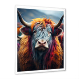 Colorful fur yak portrait - Yaks Large Canvas Wall Art