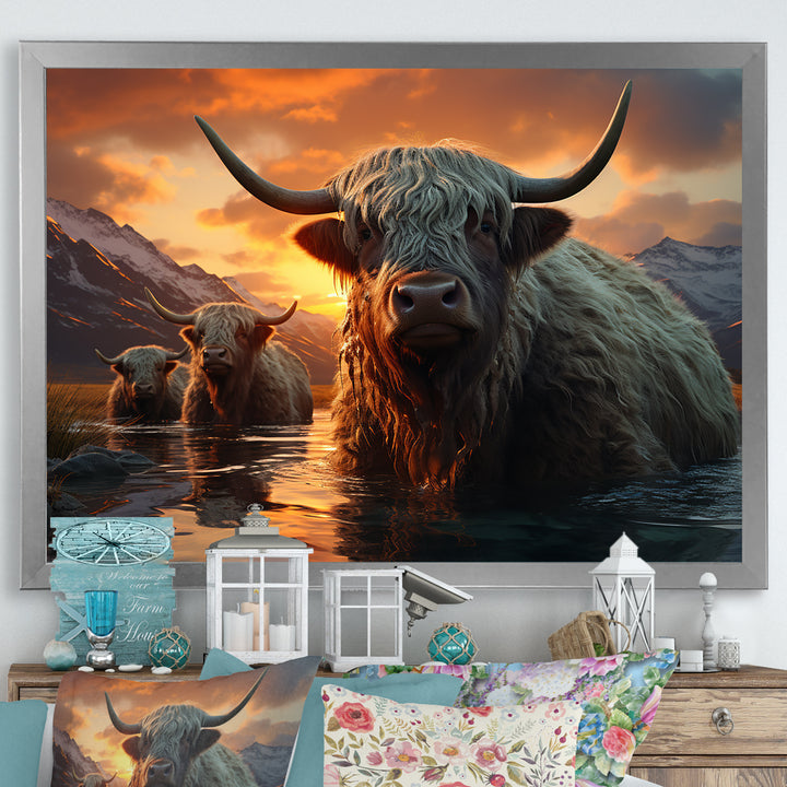 Expressionist Yaks horizon - Yaks Home Decor Art