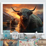 Expressionist Yaks horizon - Yaks Home Decor Art