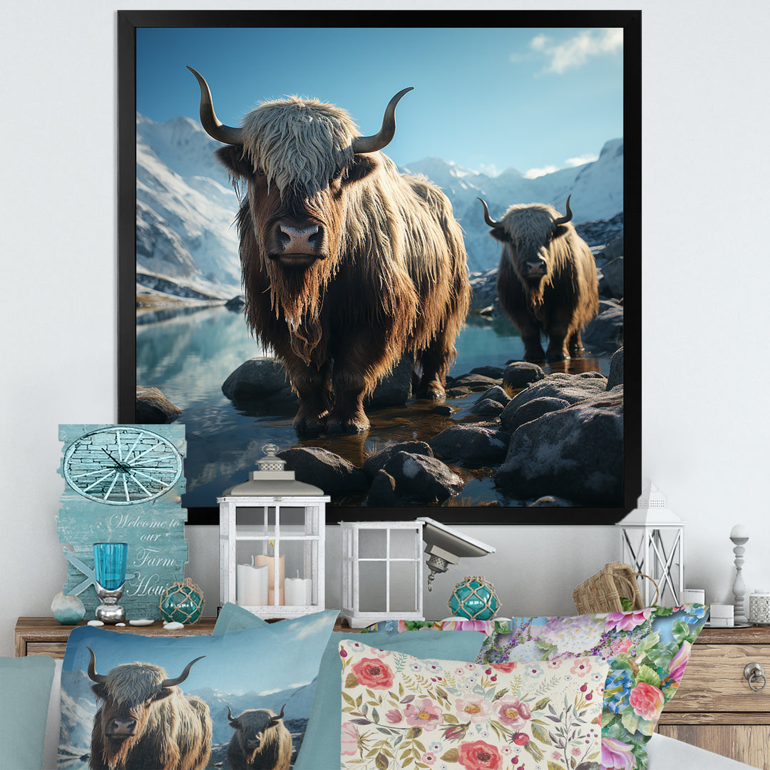 enchanted yaks portrait in winter - Yaks Canvas Wall Art