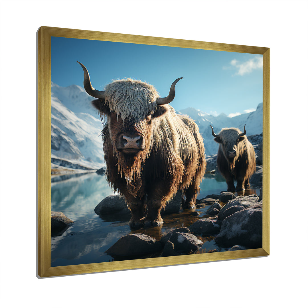 enchanted yaks portrait in winter - Yaks Canvas Wall Art
