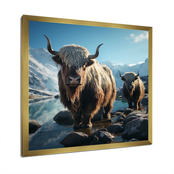 enchanted yaks portrait in winter - Yaks Canvas Wall Art