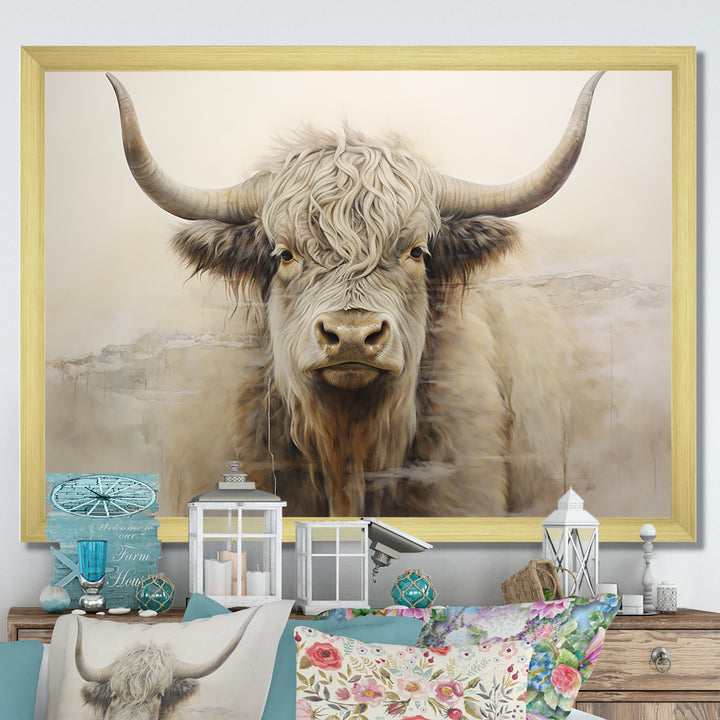 minimalism beige Yak painting - Yaks Wall Decor