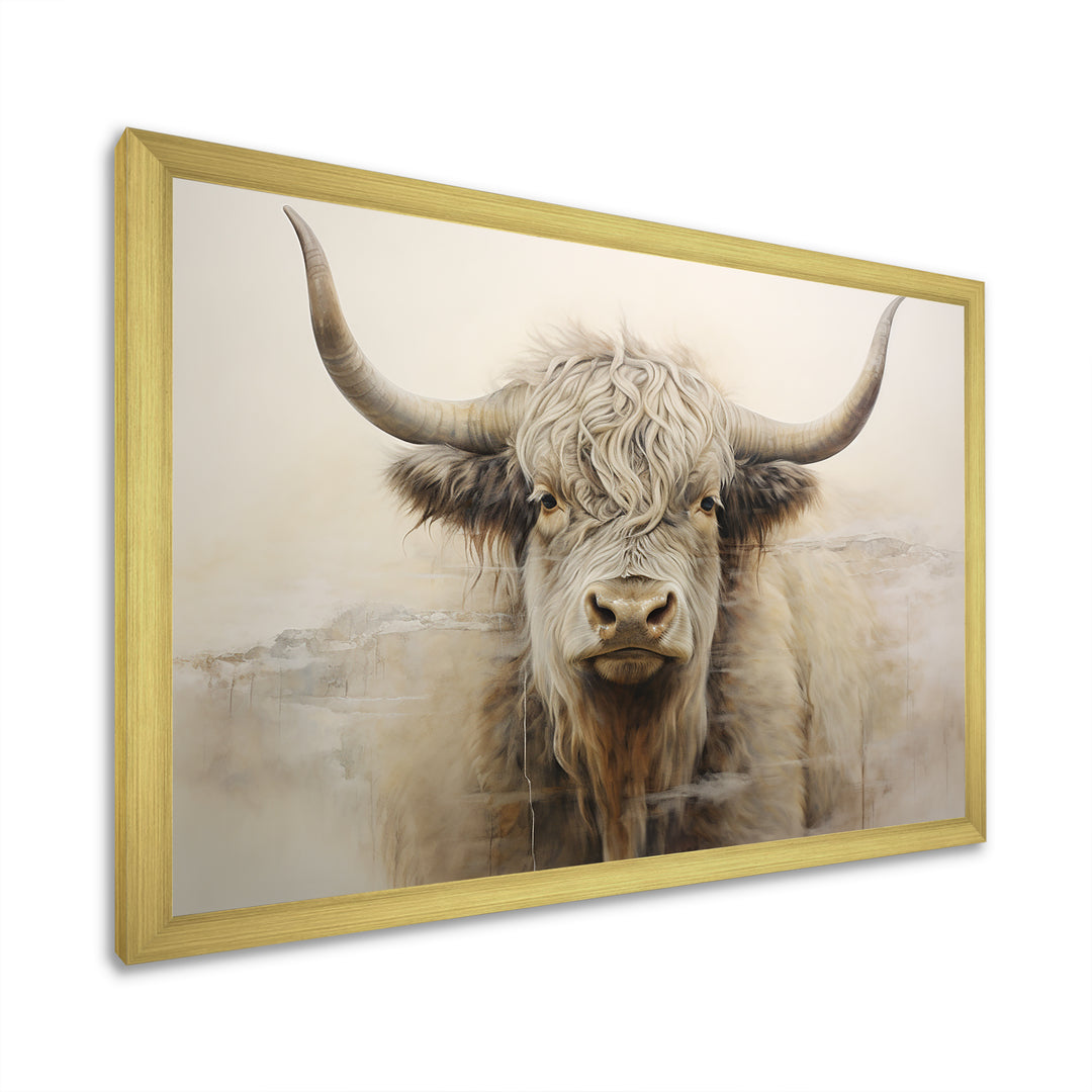 minimalism beige Yak painting - Yaks Wall Decor