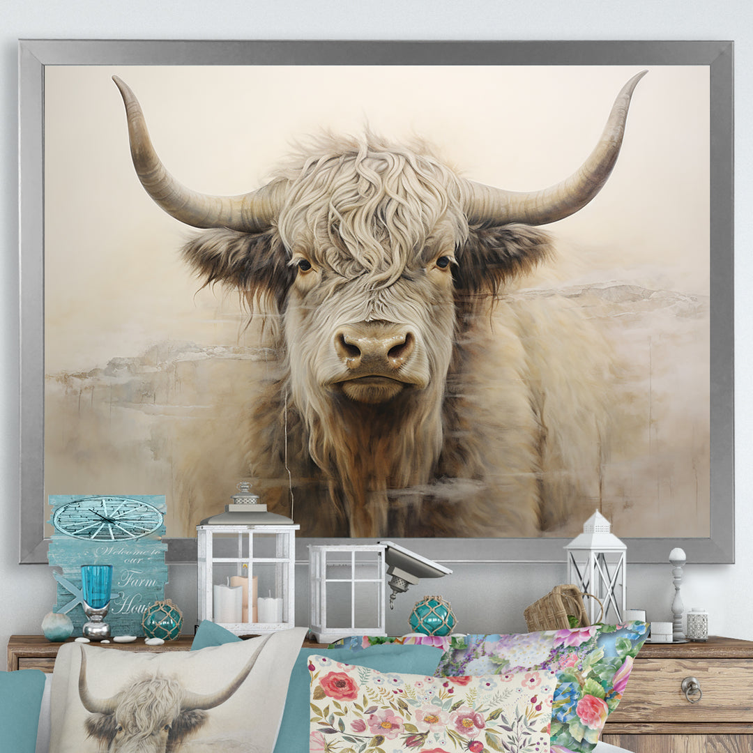 minimalism beige Yak painting - Yaks Wall Decor