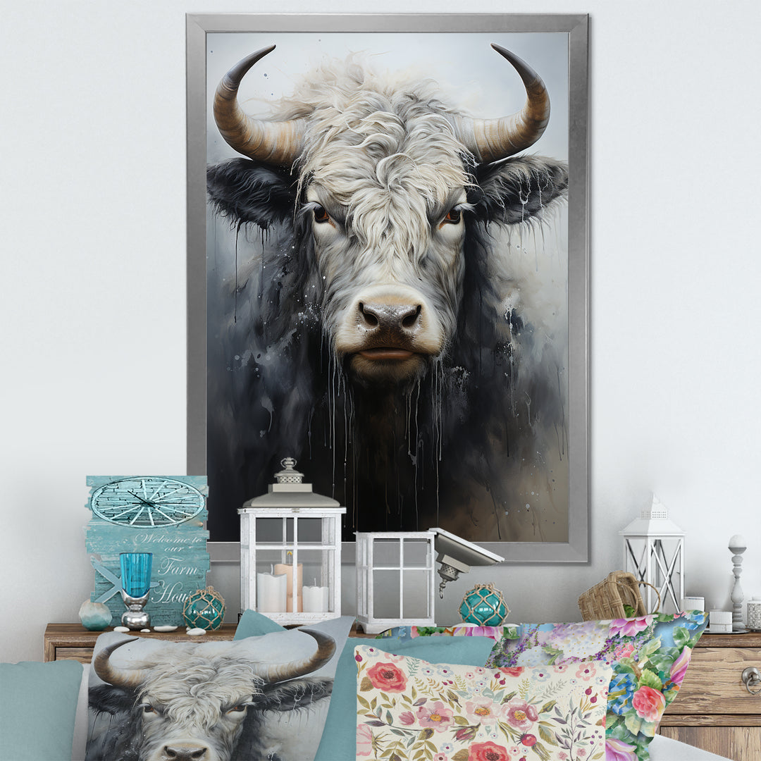 minimalism black and white Yak painting - Yaks Wall Art Prints