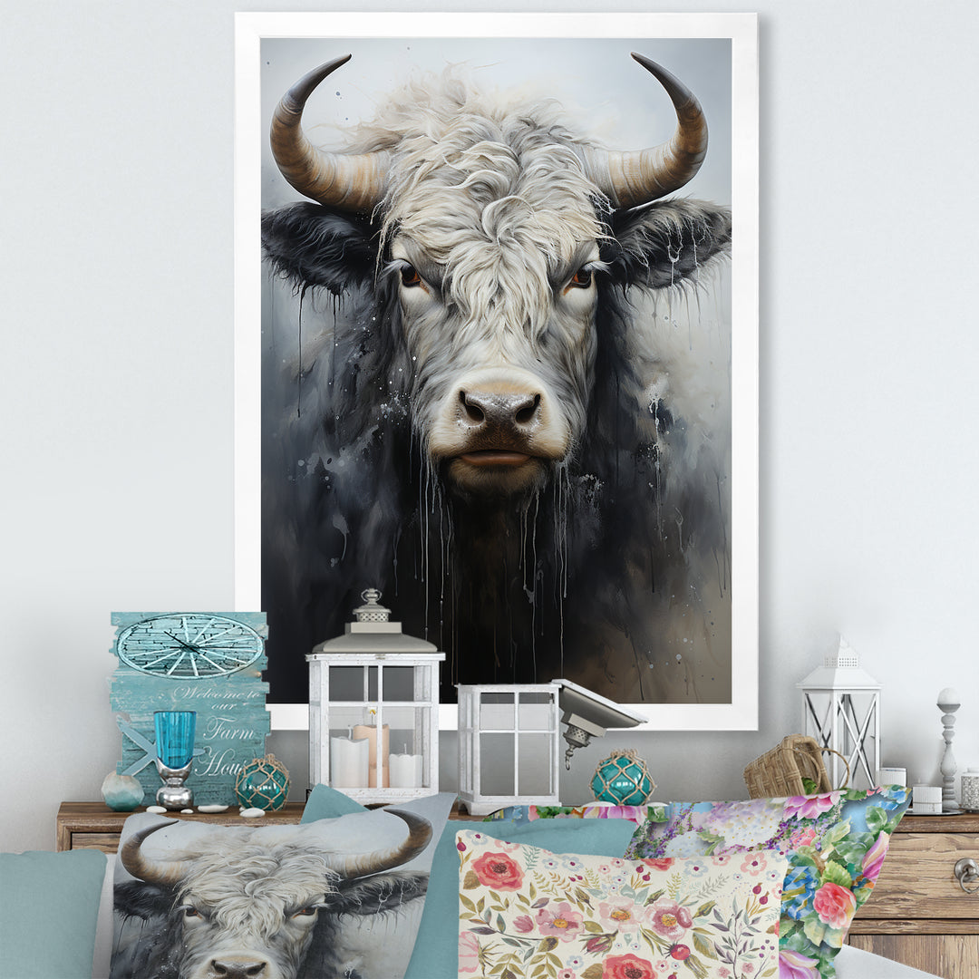 minimalism black and white Yak painting - Yaks Wall Art Prints