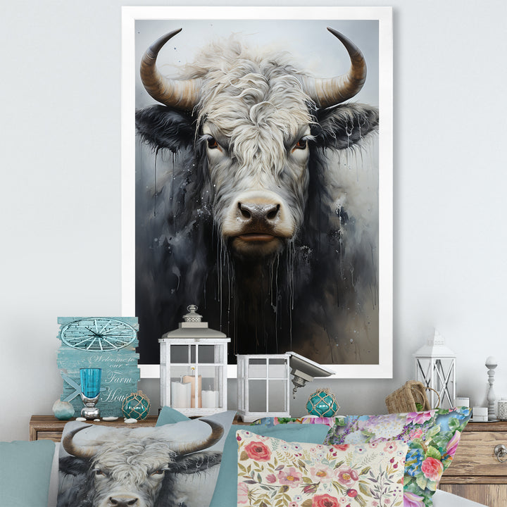 minimalism black and white Yak painting - Yaks Wall Art Prints