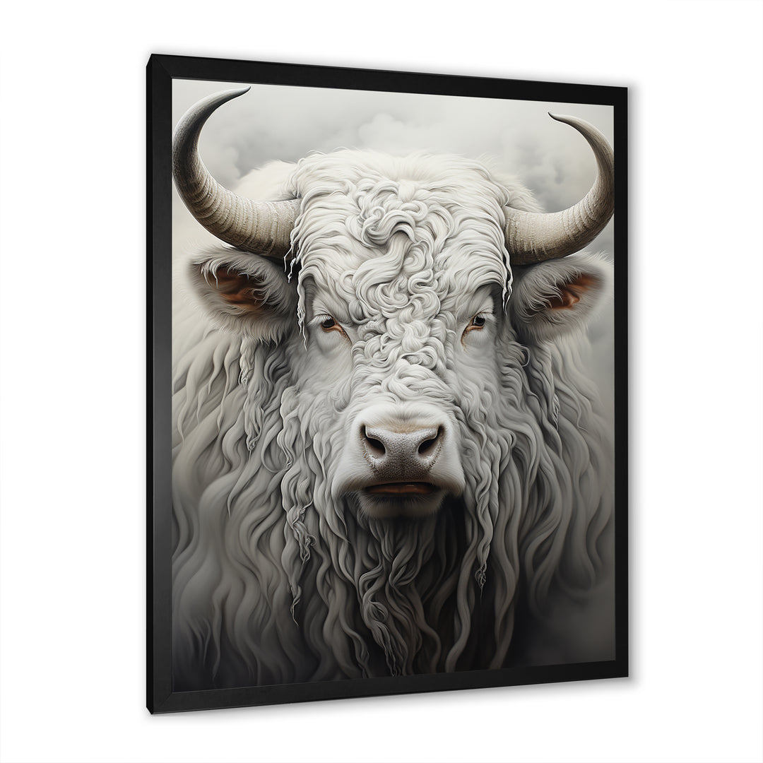 minimalism grey Yak painting - Black Yaks Wall Art