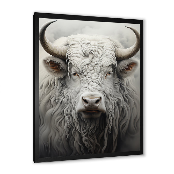 minimalism grey Yak painting - Black Yaks Wall Art