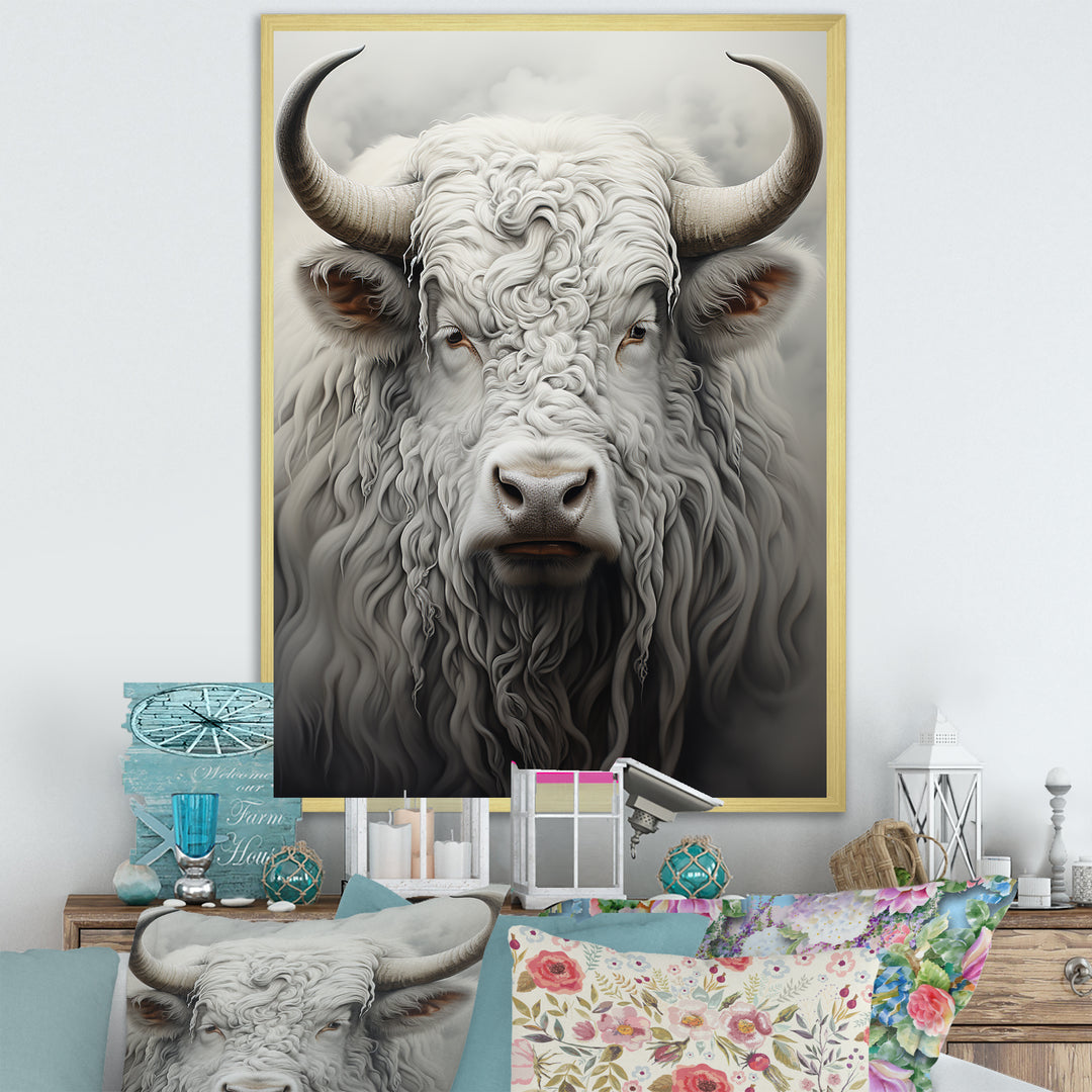 minimalism grey Yak painting - Black Yaks Wall Art
