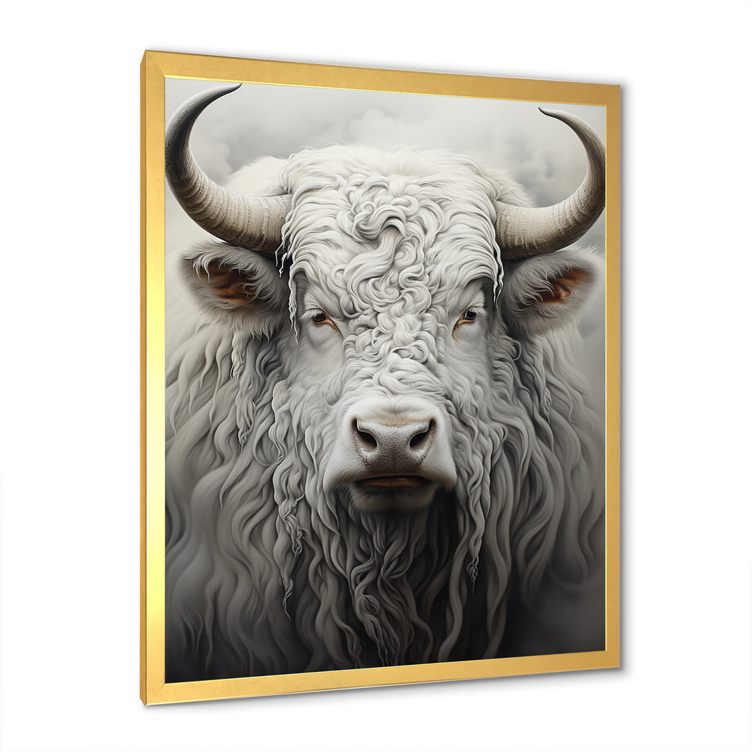 minimalism grey Yak painting - Black Yaks Wall Art
