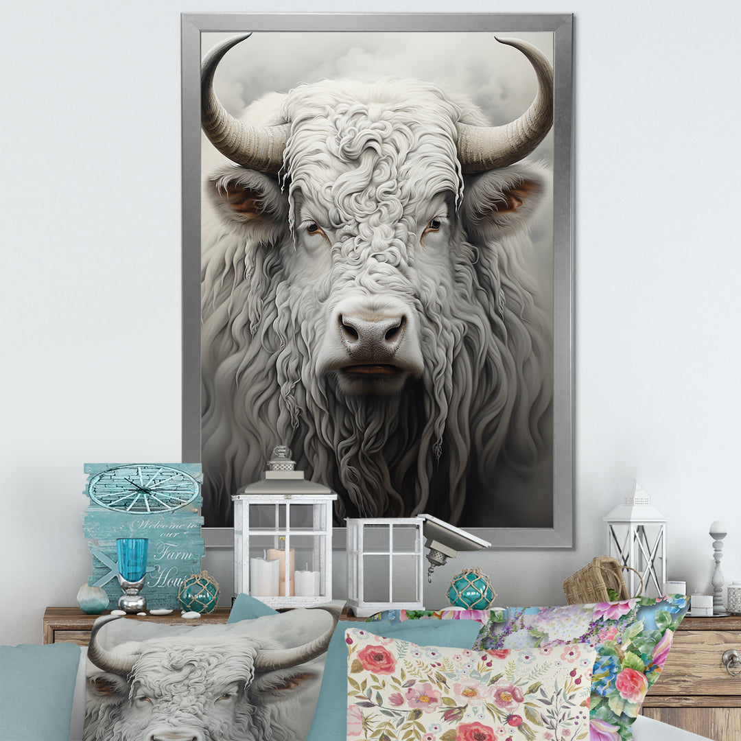 minimalism grey Yak painting - Black Yaks Wall Art