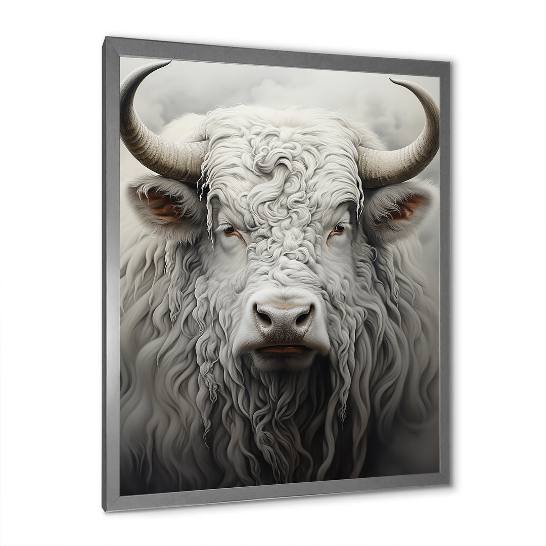 minimalism grey Yak painting - Black Yaks Wall Art