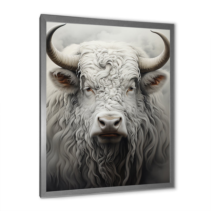 minimalism grey Yak painting - Black Yaks Wall Art