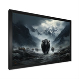 minimalism black Yaks panorama - Black Yaks Wall Art