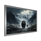 minimalism black Yaks panorama - Black Yaks Wall Art