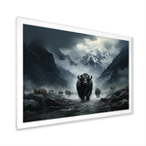 minimalism black Yaks panorama - Black Yaks Wall Art