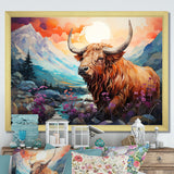 Yak Pastel Wilderness territory - Yaks Large Canvas Wall Art