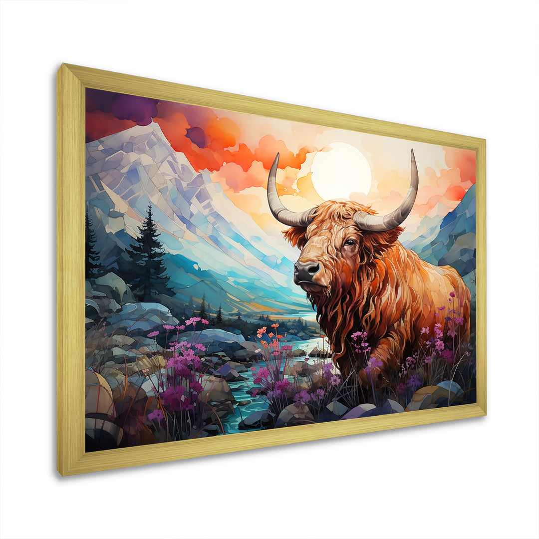 Yak Pastel Wilderness territory - Yaks Large Canvas Wall Art