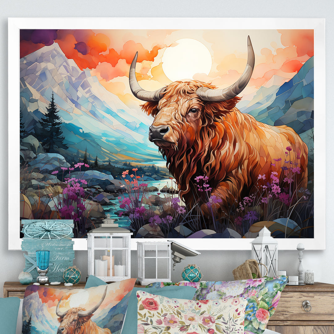 Yak Pastel Wilderness territory - Yaks Large Canvas Wall Art