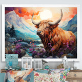 Yak Pastel Wilderness territory - Yaks Large Canvas Wall Art