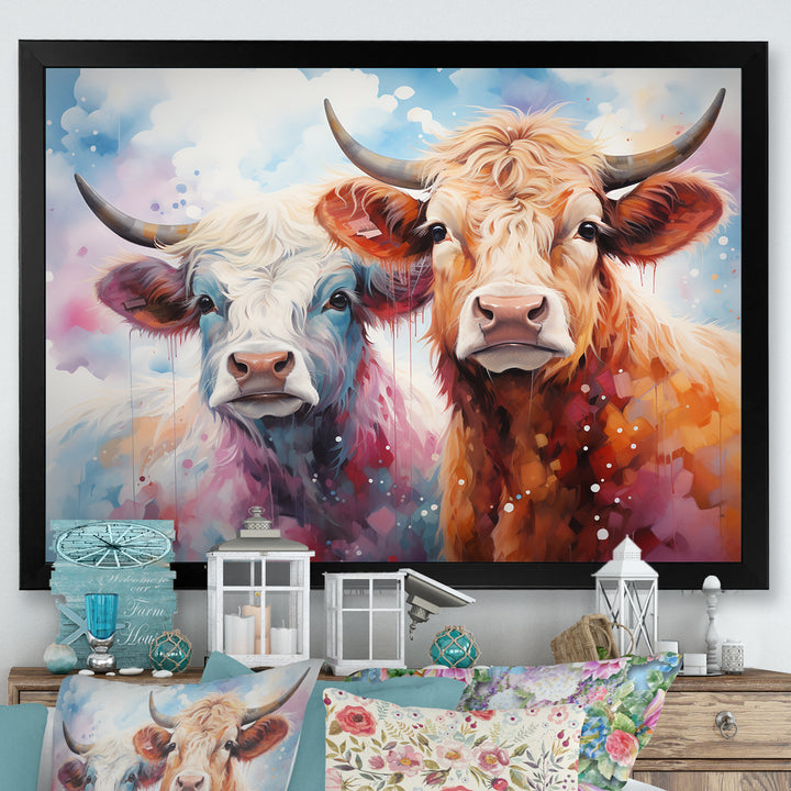 Cute Multicolor Yaks selfie - Yaks Living Room Wall Art