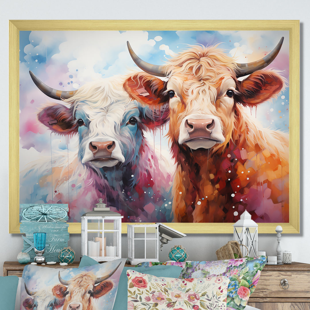 Cute Multicolor Yaks selfie - Yaks Living Room Wall Art