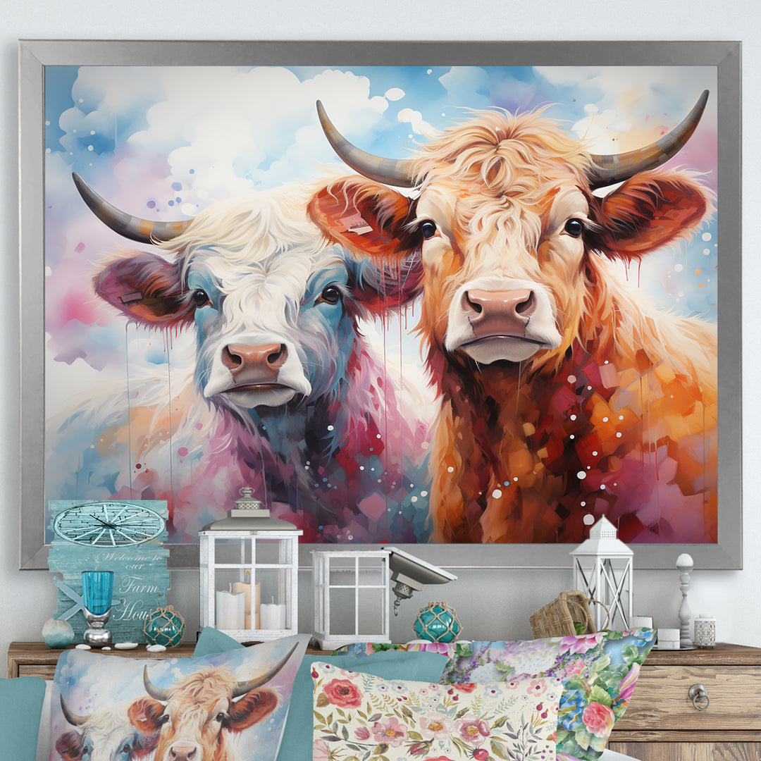 Cute Multicolor Yaks selfie - Yaks Living Room Wall Art