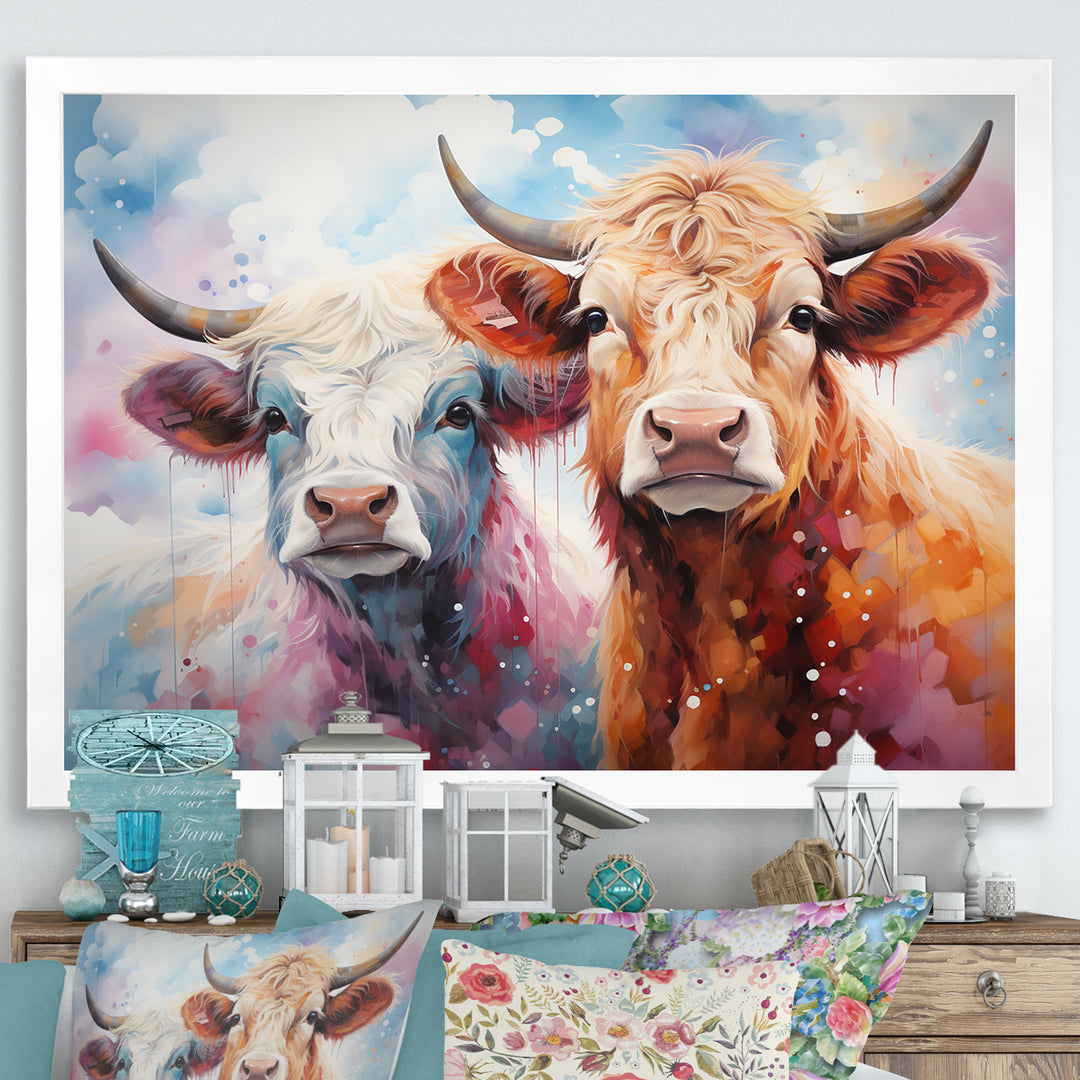 Cute Multicolor Yaks selfie - Yaks Living Room Wall Art