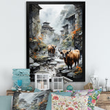 Yaks urban visitor - Yaks Canvas Wall Art