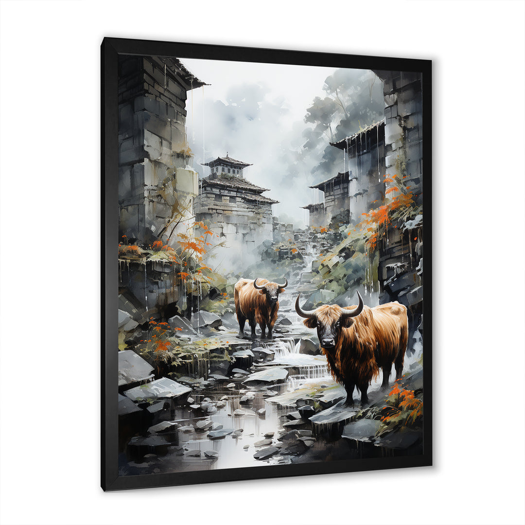 Yaks urban visitor - Yaks Canvas Wall Art