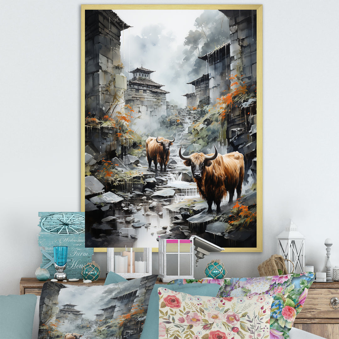 Yaks urban visitor - Yaks Canvas Wall Art
