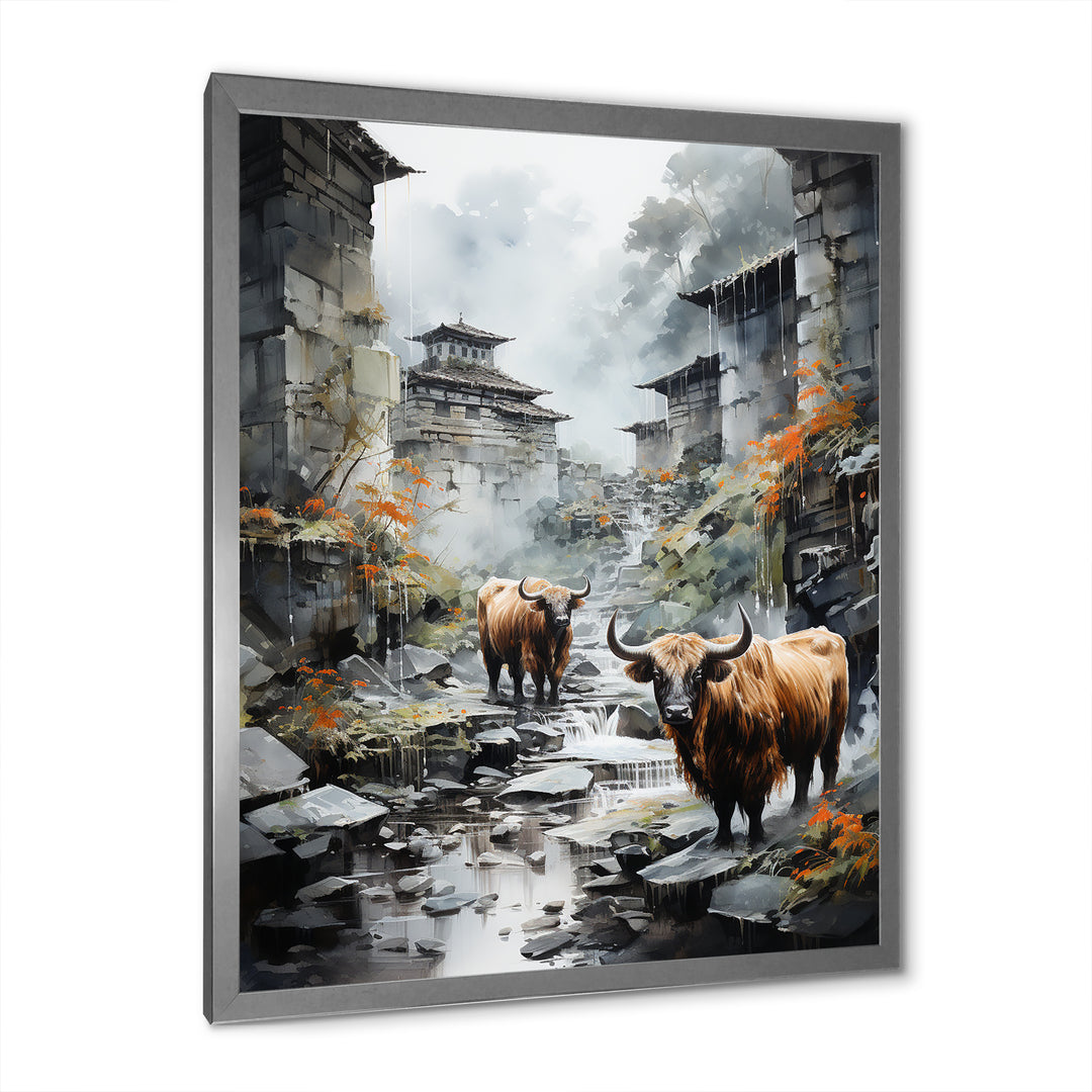 Yaks urban visitor - Yaks Canvas Wall Art