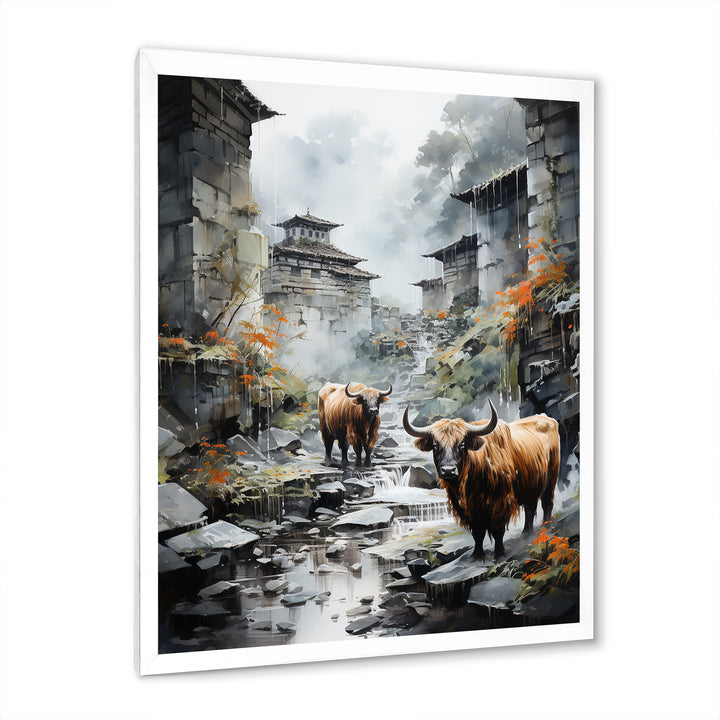 Yaks urban visitor - Yaks Canvas Wall Art