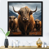 Brown Yaks panorama - Yaks Wall Decor