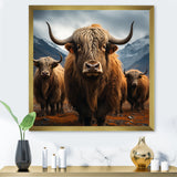 Brown Yaks panorama - Yaks Wall Decor