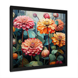 Bold Zinnias flowers - Floral Canvas Wall Art