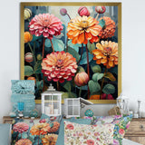 Bold Zinnias flowers - Floral Canvas Wall Art