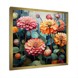 Bold Zinnias flowers - Floral Canvas Wall Art