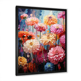 Muted tone Zinnias field - Floral Canvas Wall Art