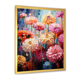 Muted tone Zinnias field - Floral Canvas Wall Art